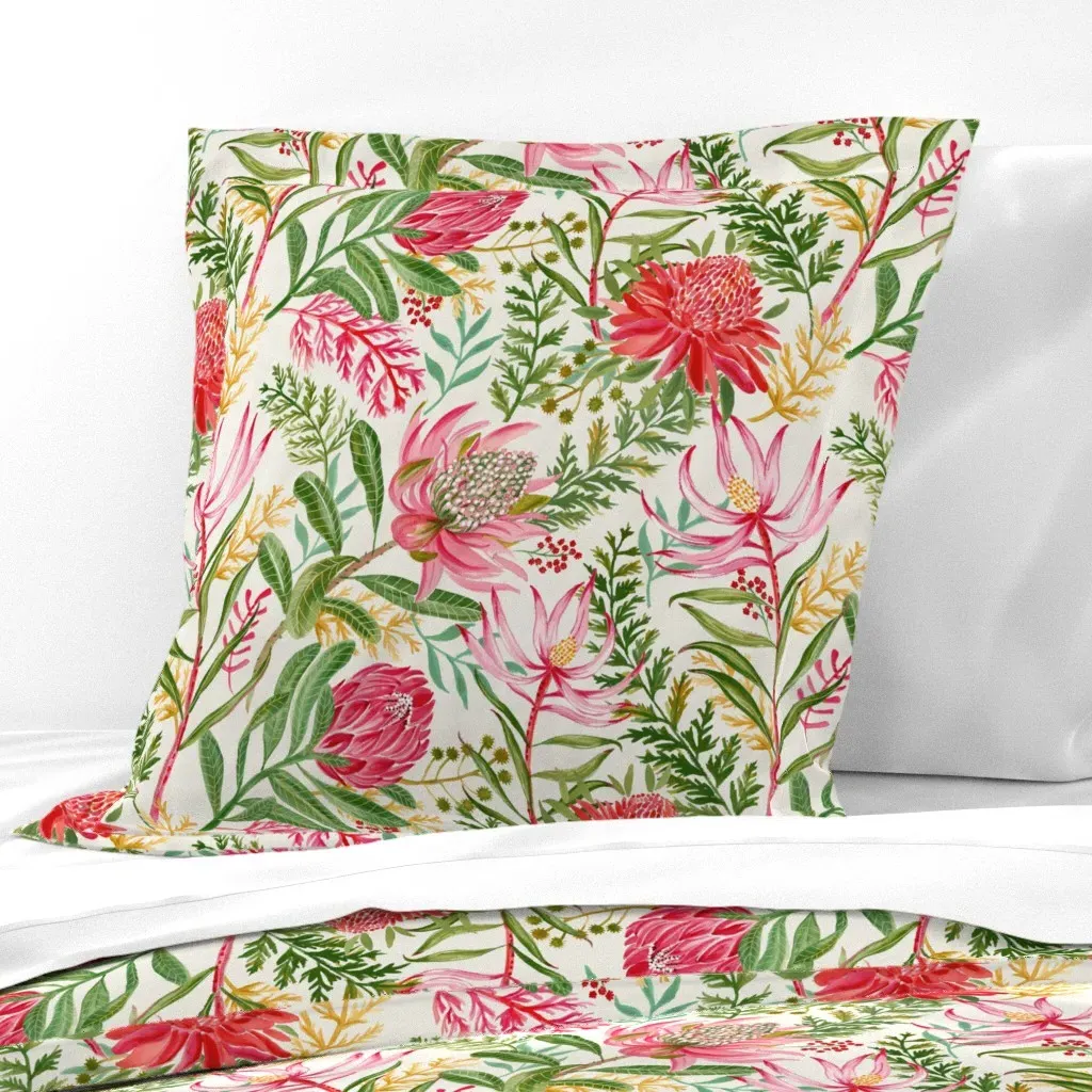 Handpainted Botanicals Euro Pillow Sham - Pink product