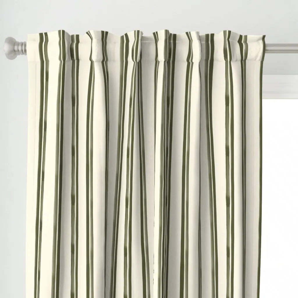 Handpainted Feed Sack Curtain Panel - Olive Green alternate view