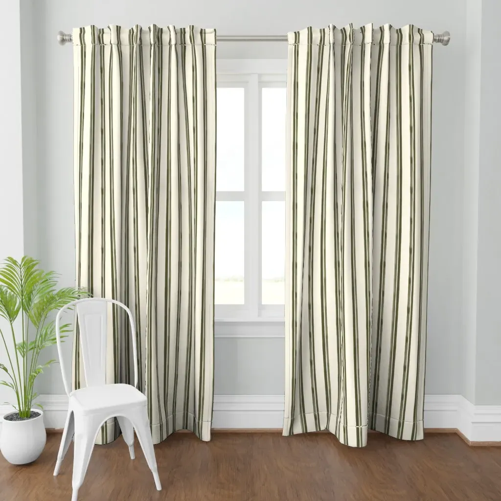 Handpainted Feed Sack Curtain Panel - Olive Green product