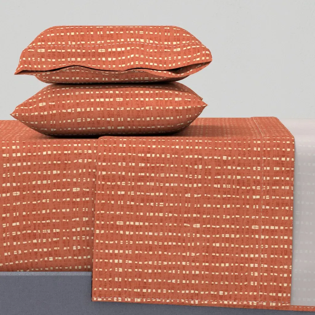 Handwoven Texture Stripe Queen Sheet Set - Terracotta product