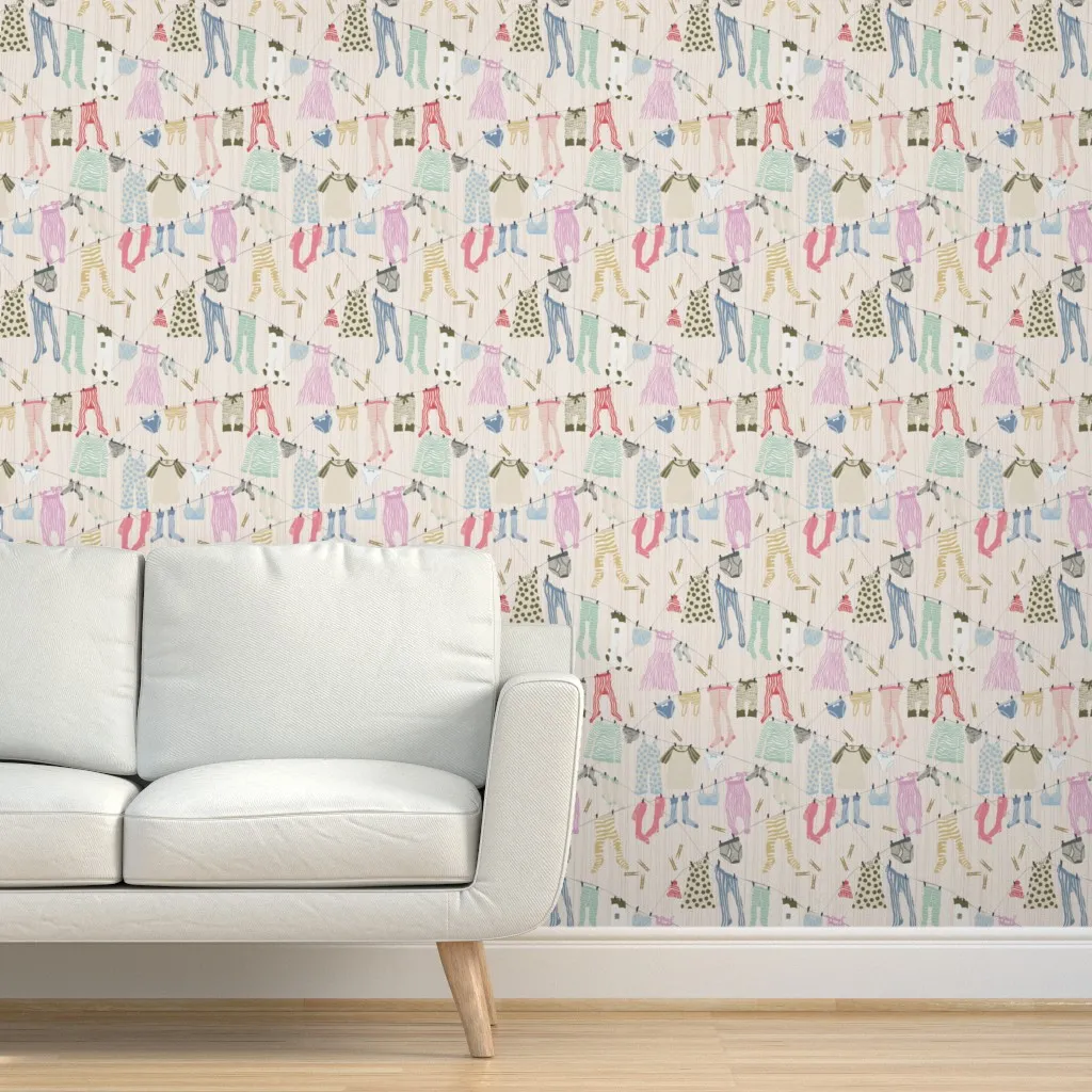 Hang Out In Laundry Room Chalky Colors Peel and Stick Wallpaper - Light Beige product