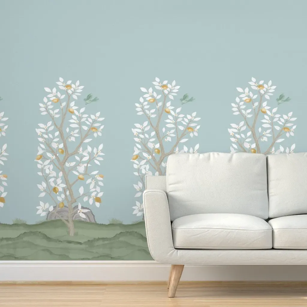 Hannah Lemon Tree Panel 2 Peel and Stick Wallpaper - White product