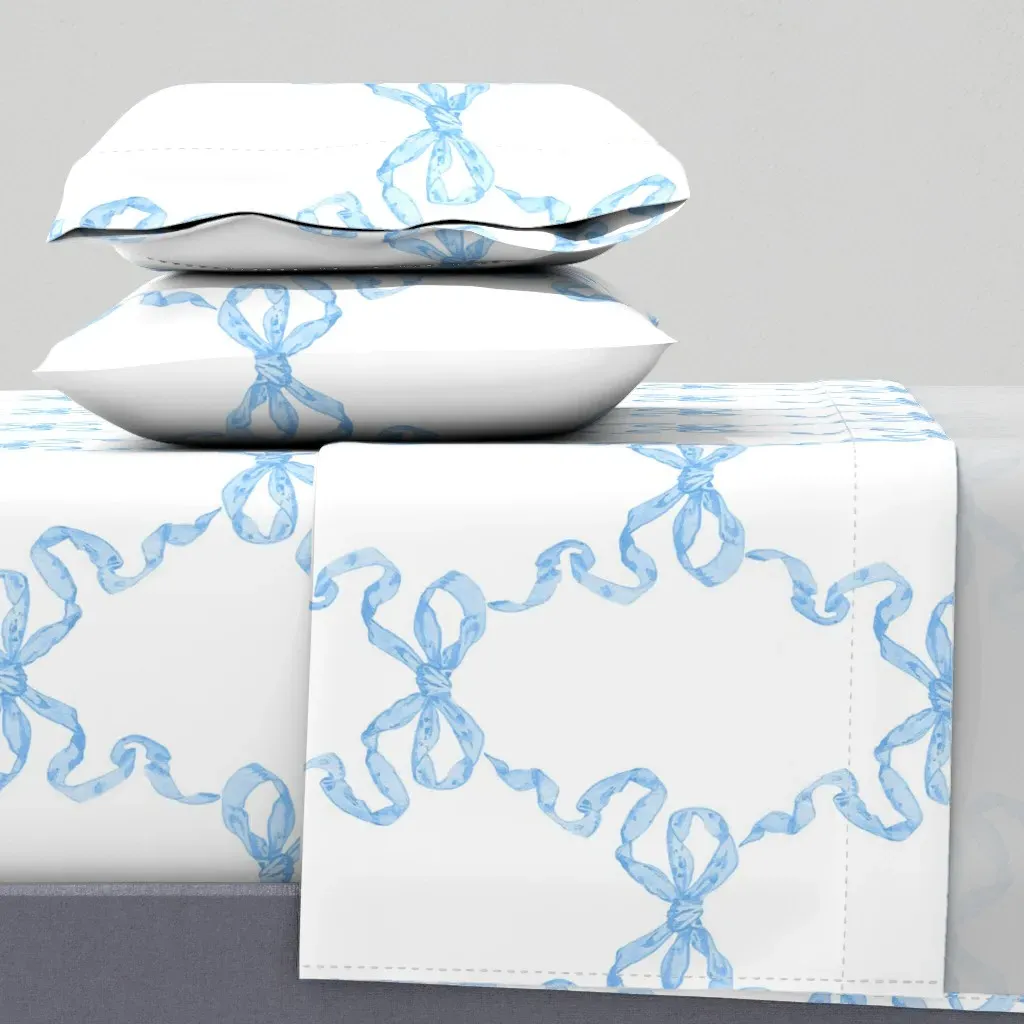 Hannah Ribbon Trellis Full Sheet Set - Light Blue, White product