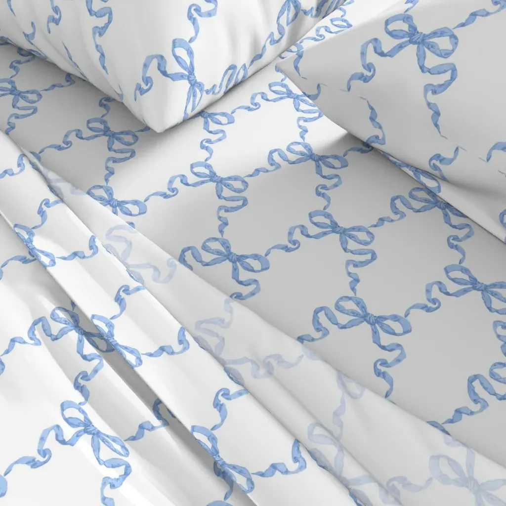 Hannah Ribbon Trellis King Size Sheet Set - Baby Blue alternate view