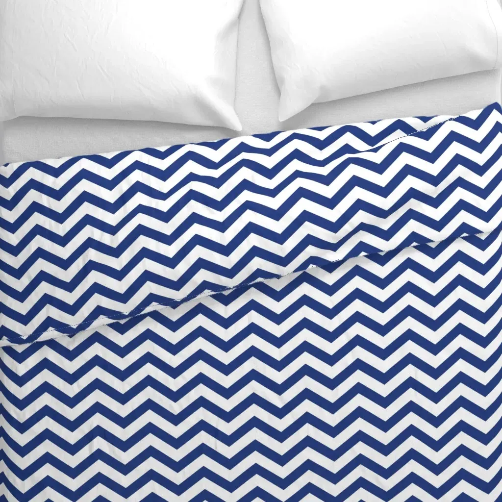 Hanukkah Blue Chevrons Pattern Duvet Cover - Navy Blue alternate view