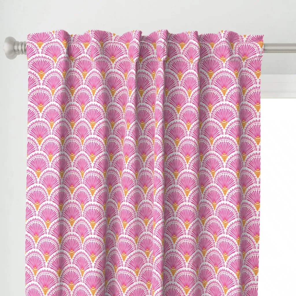 Happy Art Deco Painted Curtain Panel - Pink alternate view