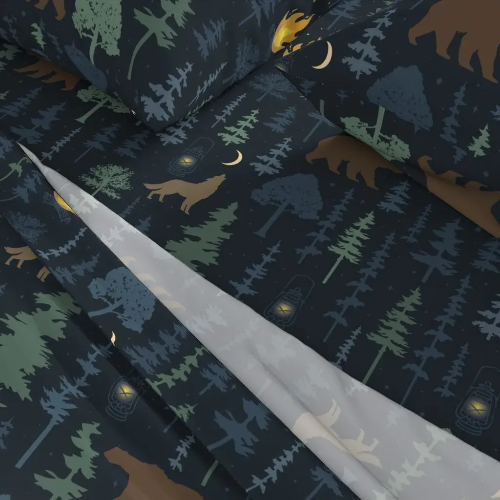 Happy Camper Full Sheet Set - Dark Teal alternate view