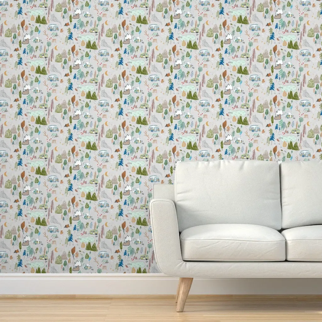 Happy Camper Peel and Stick Wallpaper - Grey product