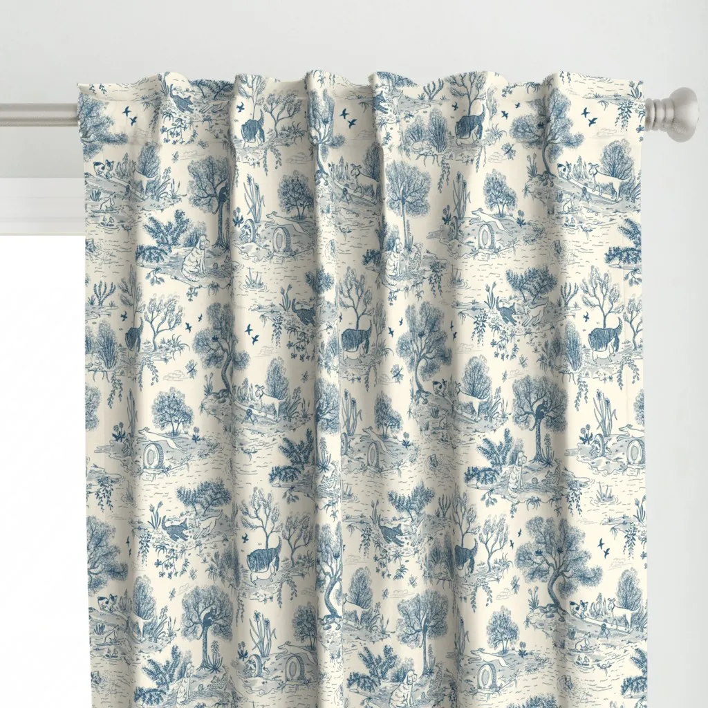 Happy Dogs In The Park Curtain Panel - Blue alternate view