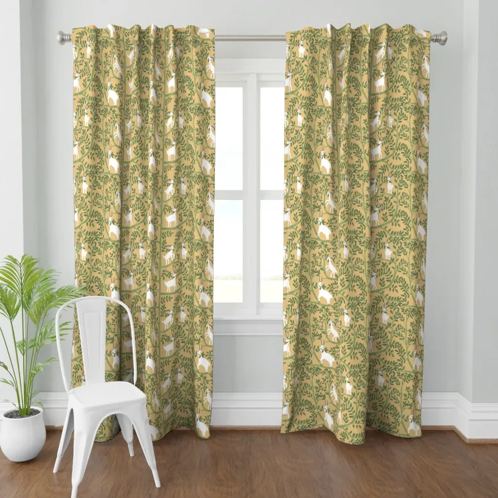 Happy Goat-Together Curtain Panel - Green product