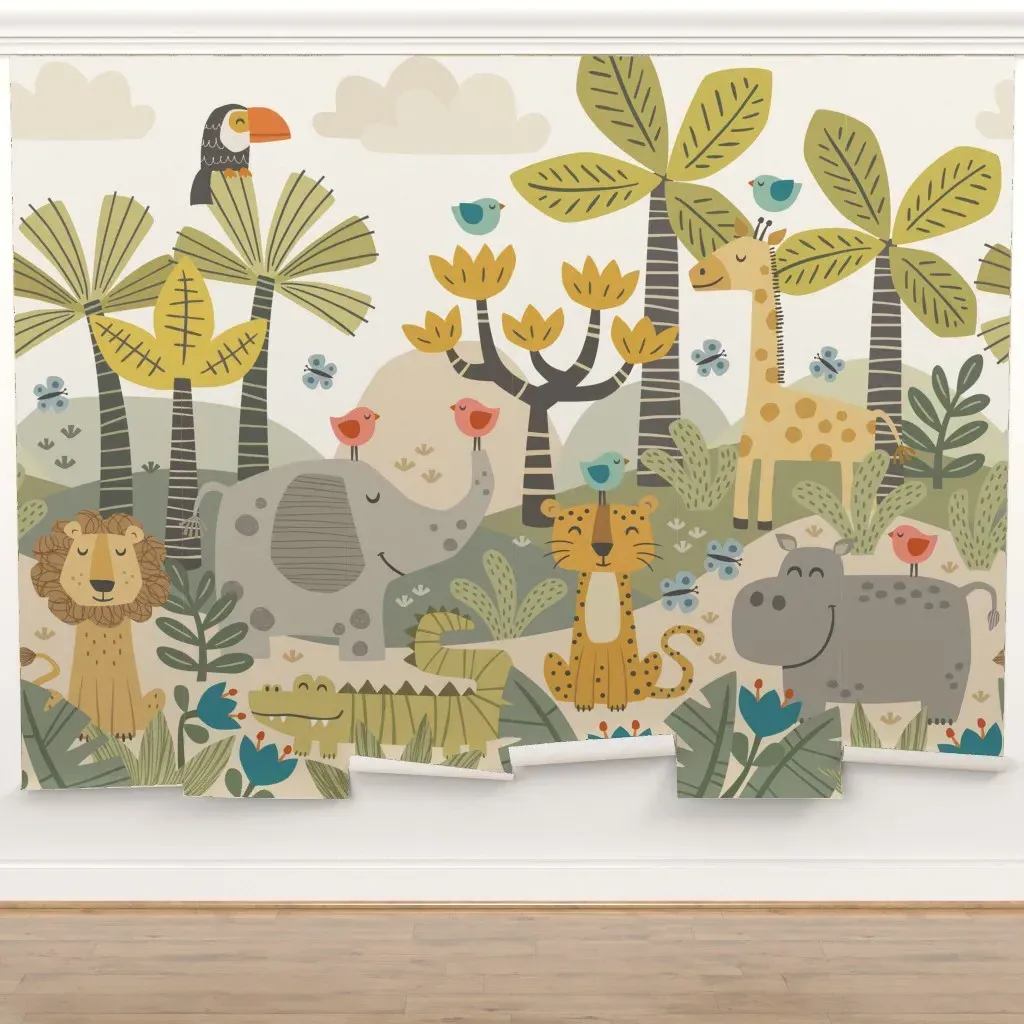 Happy Jungle Friends Peel and Stick Wall Mural product