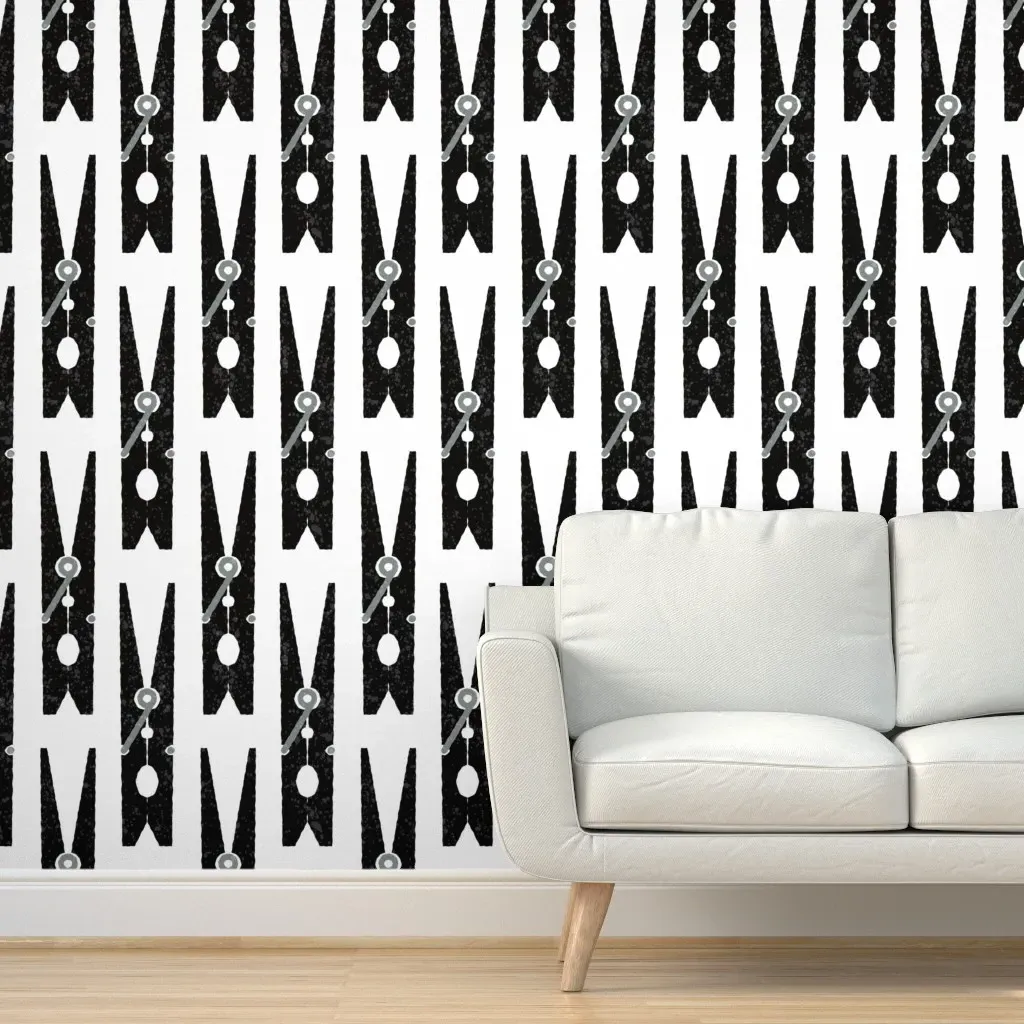 Happy Laundry Peel and Stick Wallpaper - Black, White product