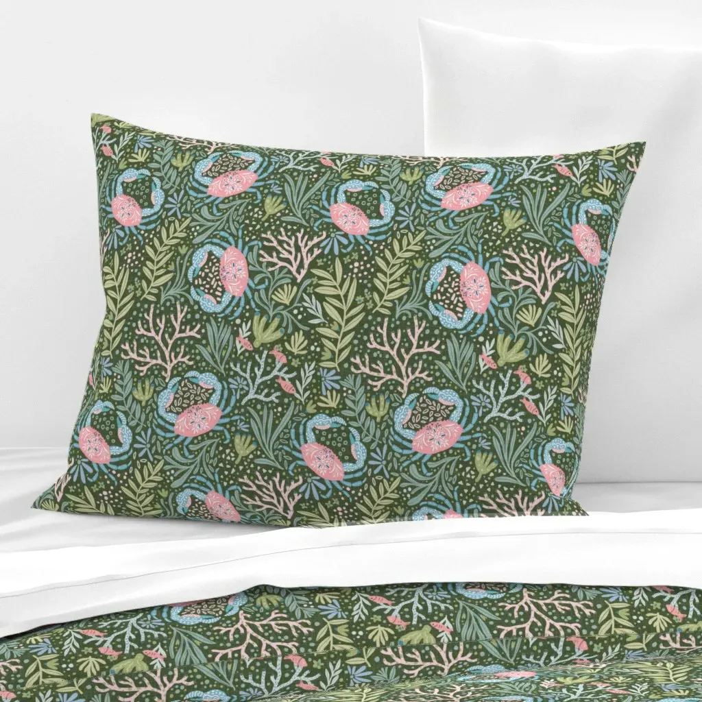 Happy Life Of Colorful Crabs Standard Pillow - Pink, Cotton product
