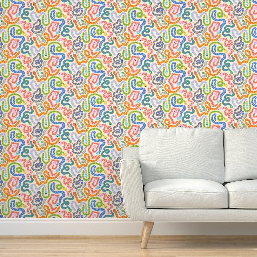 Happy Snakes Peel and Stick Wallpaper - Orange product
