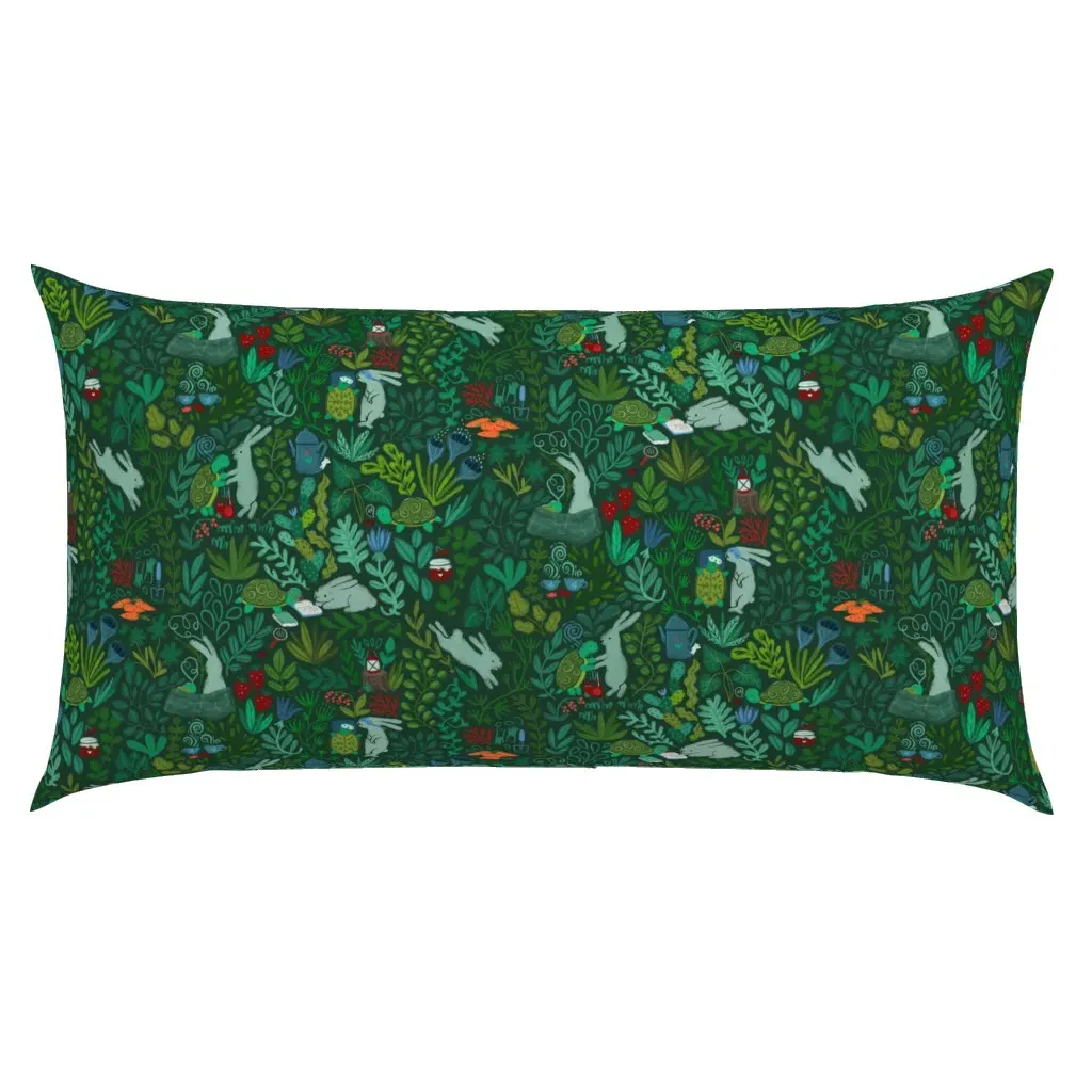 Happy Together Tortoise & Hare Forest Fairy Tale King Pillow Sham - Dark Teal product