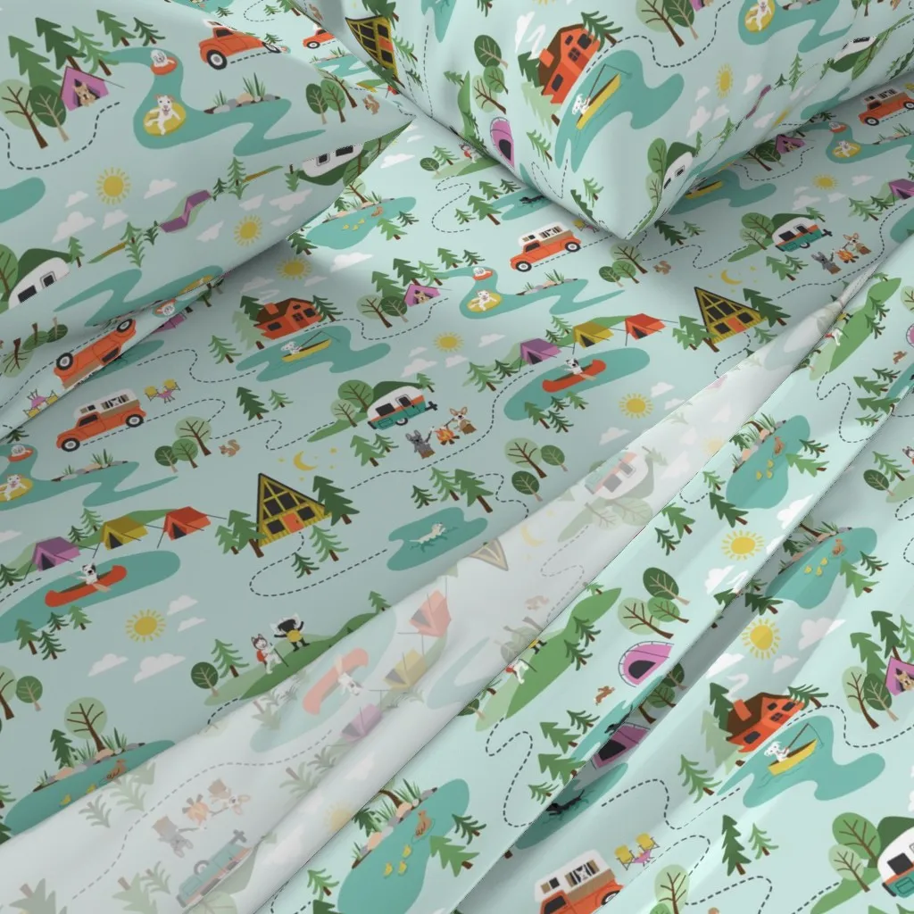 Happy Trails Brights Cal King Sheet Set - Teal alternate view