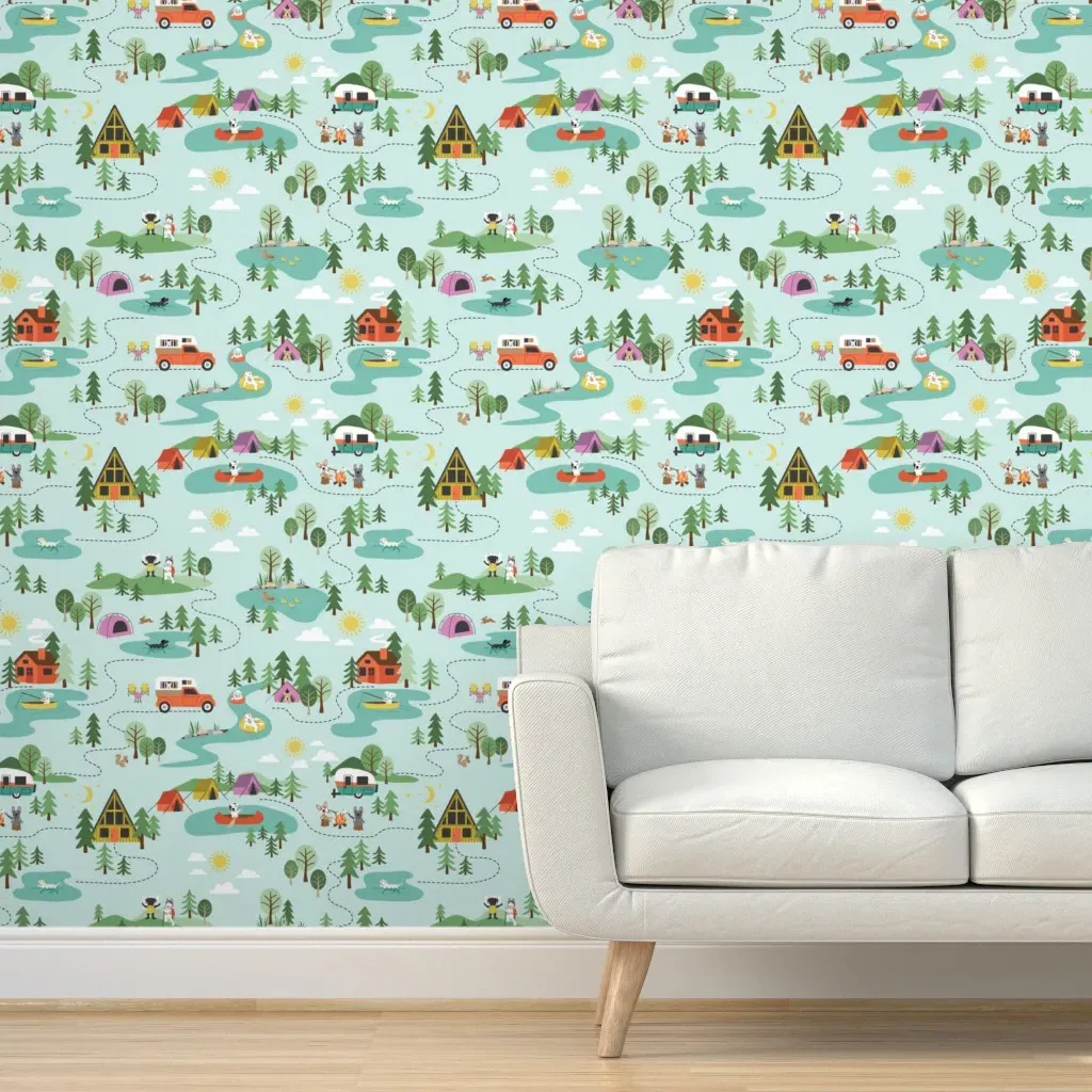 Happy Trails Jumbo Scale Peel and Stick Wallpaper - Teal product