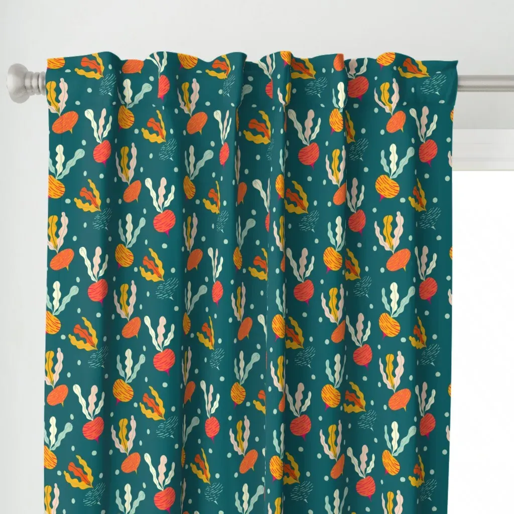 Happy Tumbling Turnips Curtain Panel - Orange alternate view