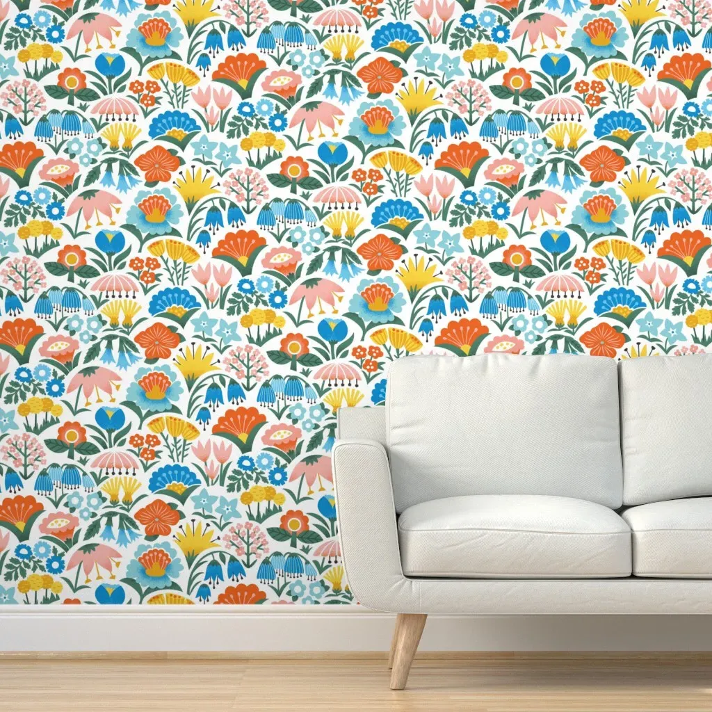Happy Weeds XL Peel and Stick Wallpaper - Blue product