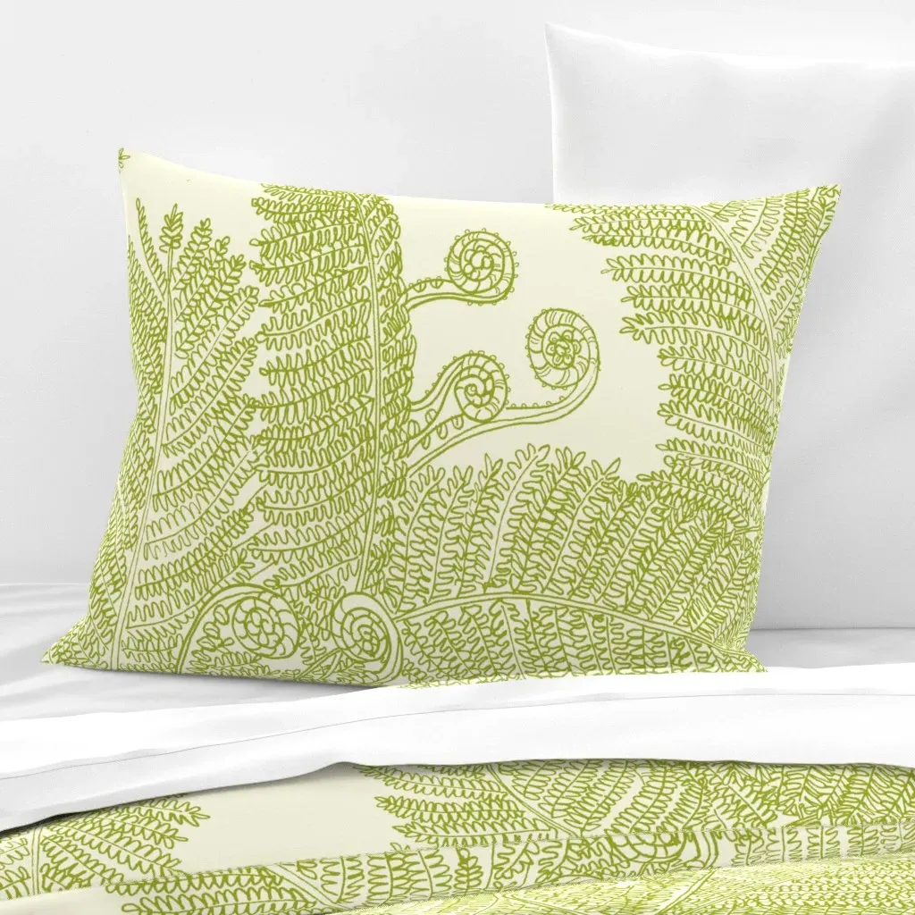 Hapu Fern Standard Knife Edge Cushion Cover - Olive Green, Cotton Sateen product