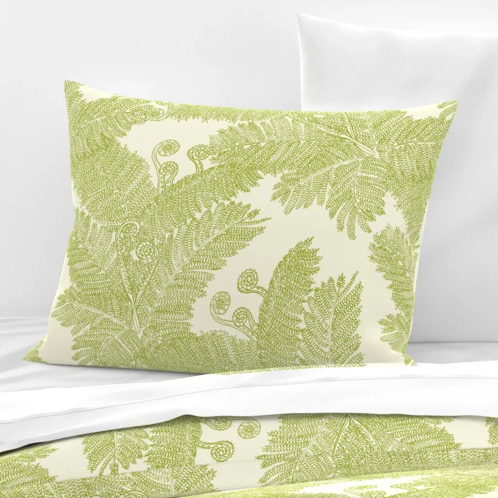 Hapu'U Fern Standard Knife Edge Pillow - Olive Green, Cotton Sateen product