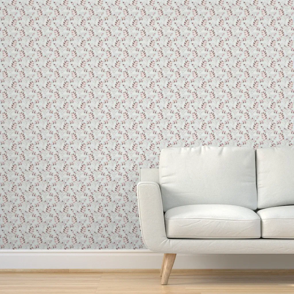Hardwick Leaf Bark and Blue Peel and Stick Wallpaper - Dusty Rose product