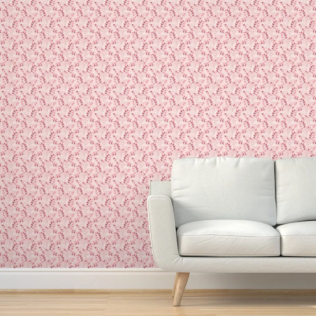 Hardwick Leaf Rose Peel and Stick Wallpaper - Crimson product