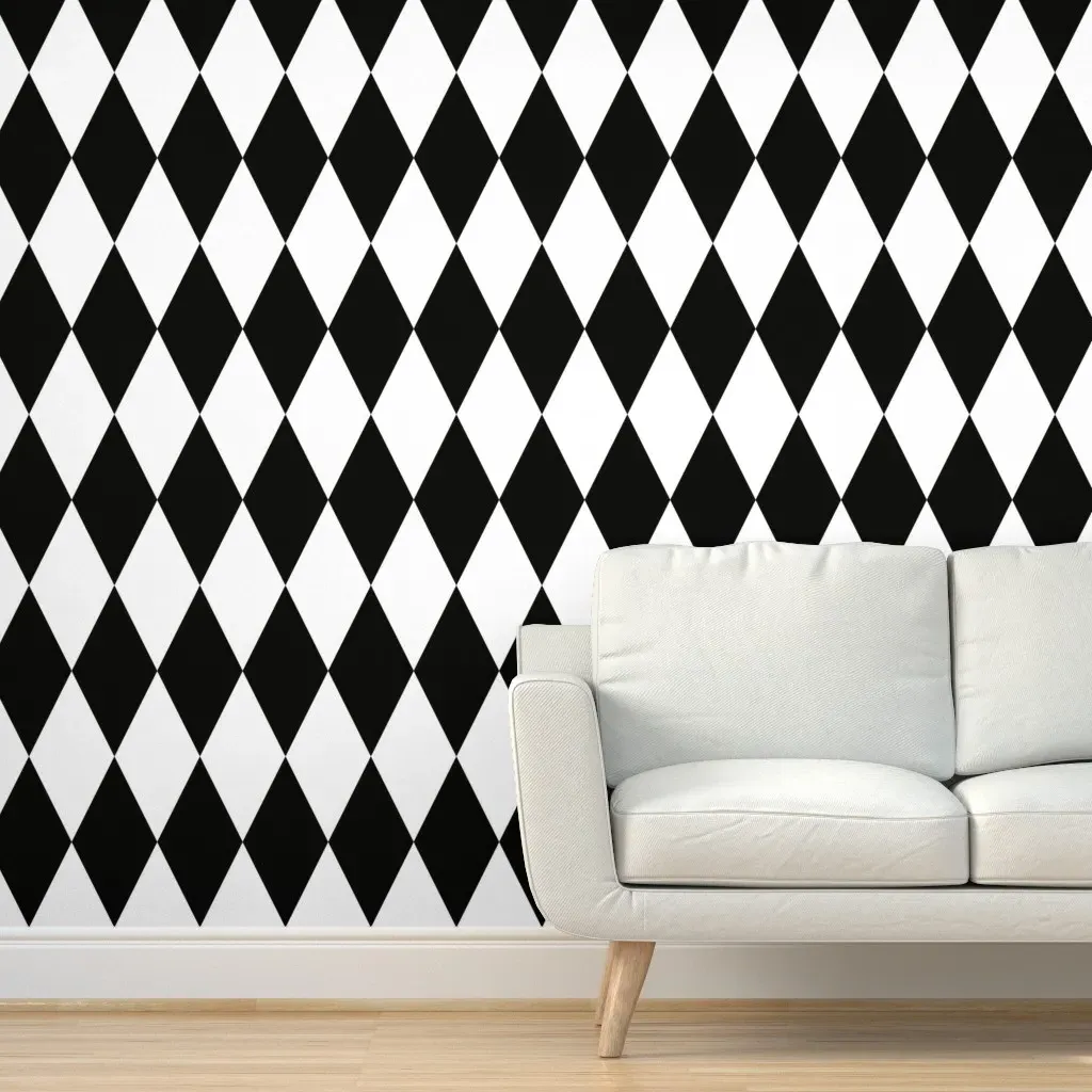 Harlequin Check Peel and Stick Wallpaper - Black and White product