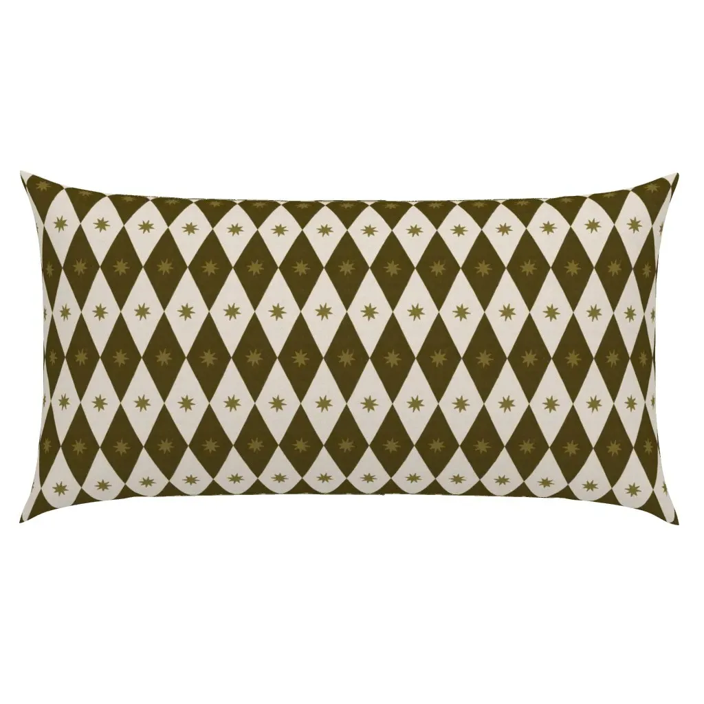 Harlequin Diamonds Moon Stars King Pillow Sham - Olive Green product