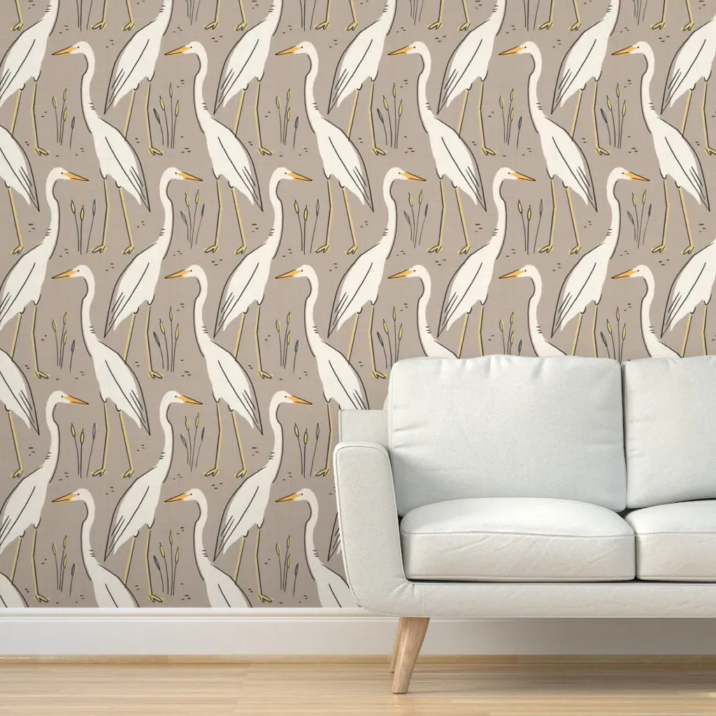 Harry The Heron Peel and Stick Wallpaper - Tan product