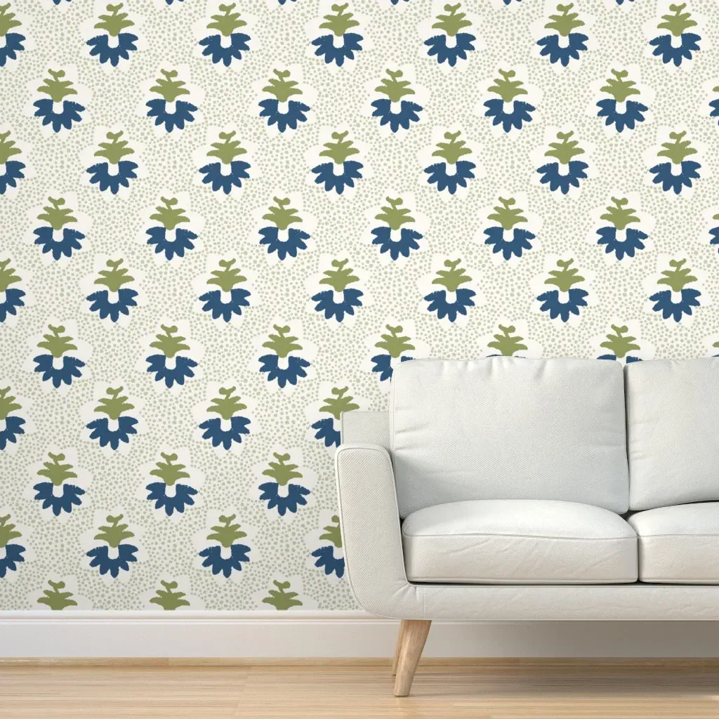 Hartford Small Print Peel and Stick Wallpaper - Navy, Sage product
