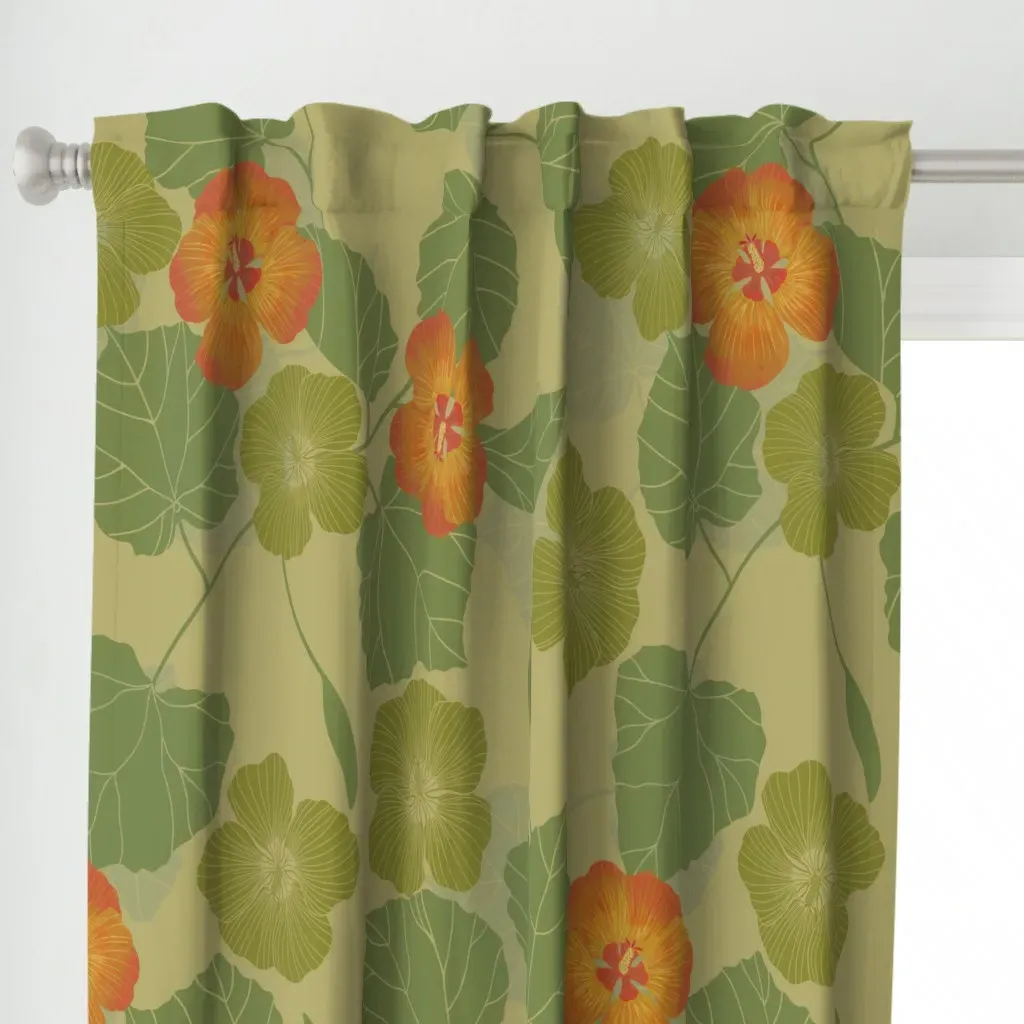 Hau Tree Outline Large Curtain Panel - Olive Green alternate view