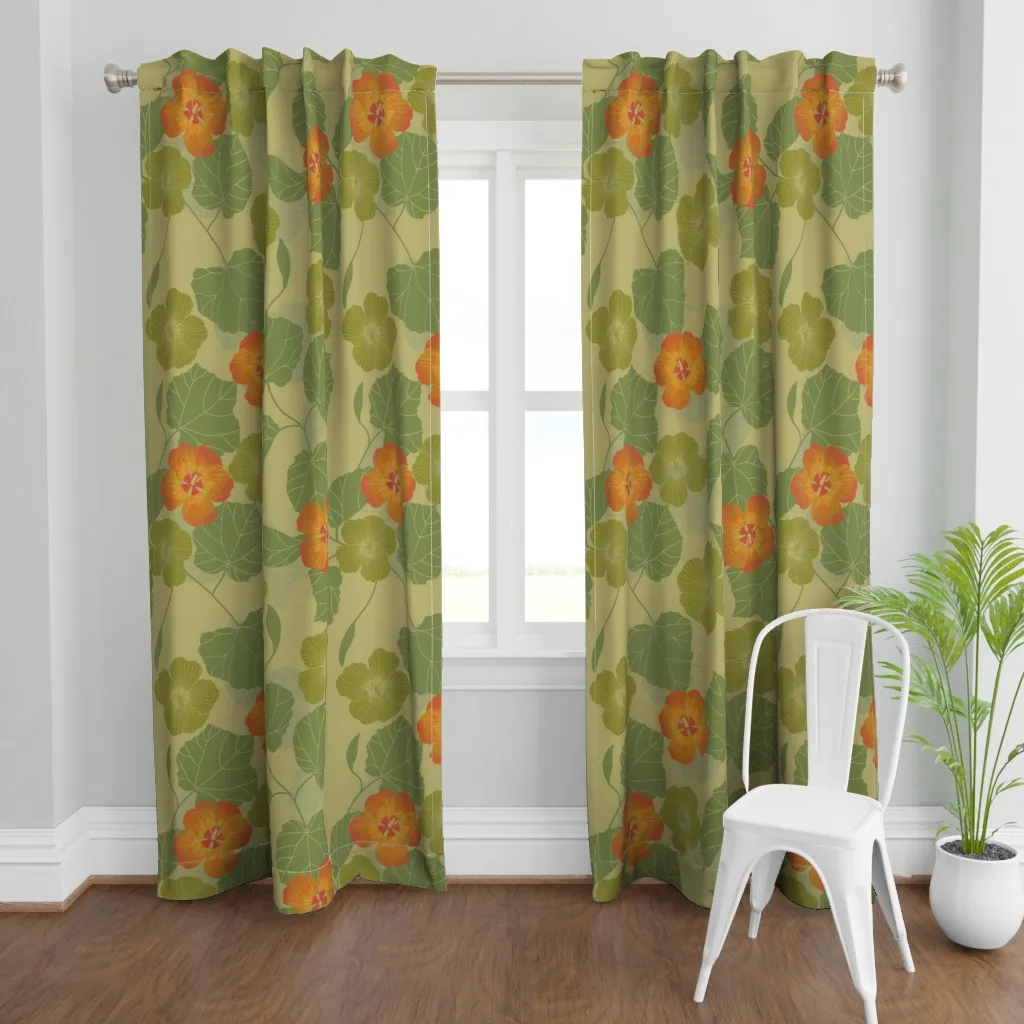 Hau Tree Outline Large Curtain Panel - Olive Green product