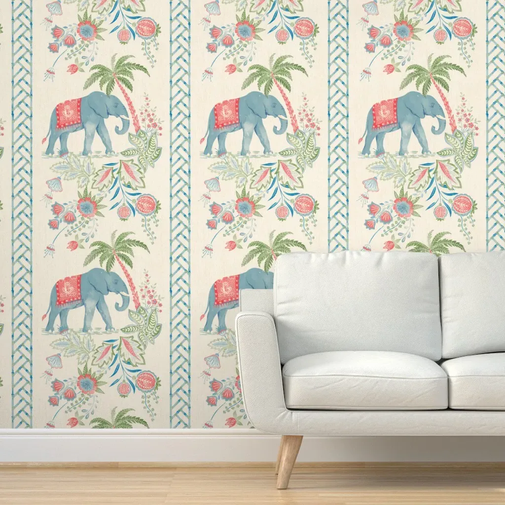 Haveli Dreams Indienne Elephant Peel and Stick Wallpaper - Blue product