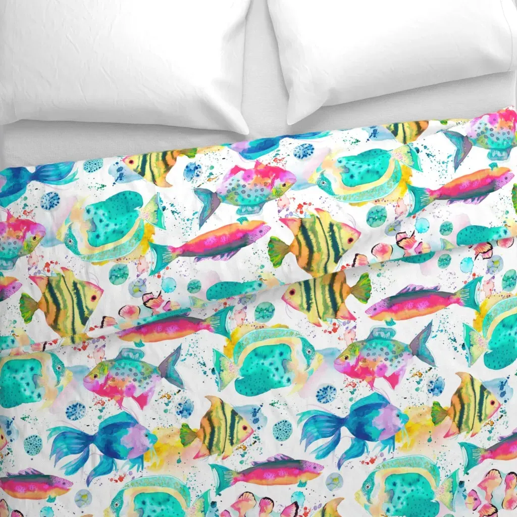 Hawaiian Fishes Big Duvet Cover - Turquoise alternate view