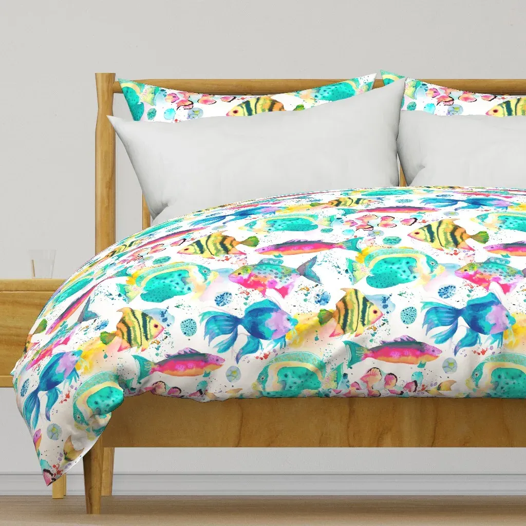 Hawaiian Fishes Big Duvet Cover - Turquoise product