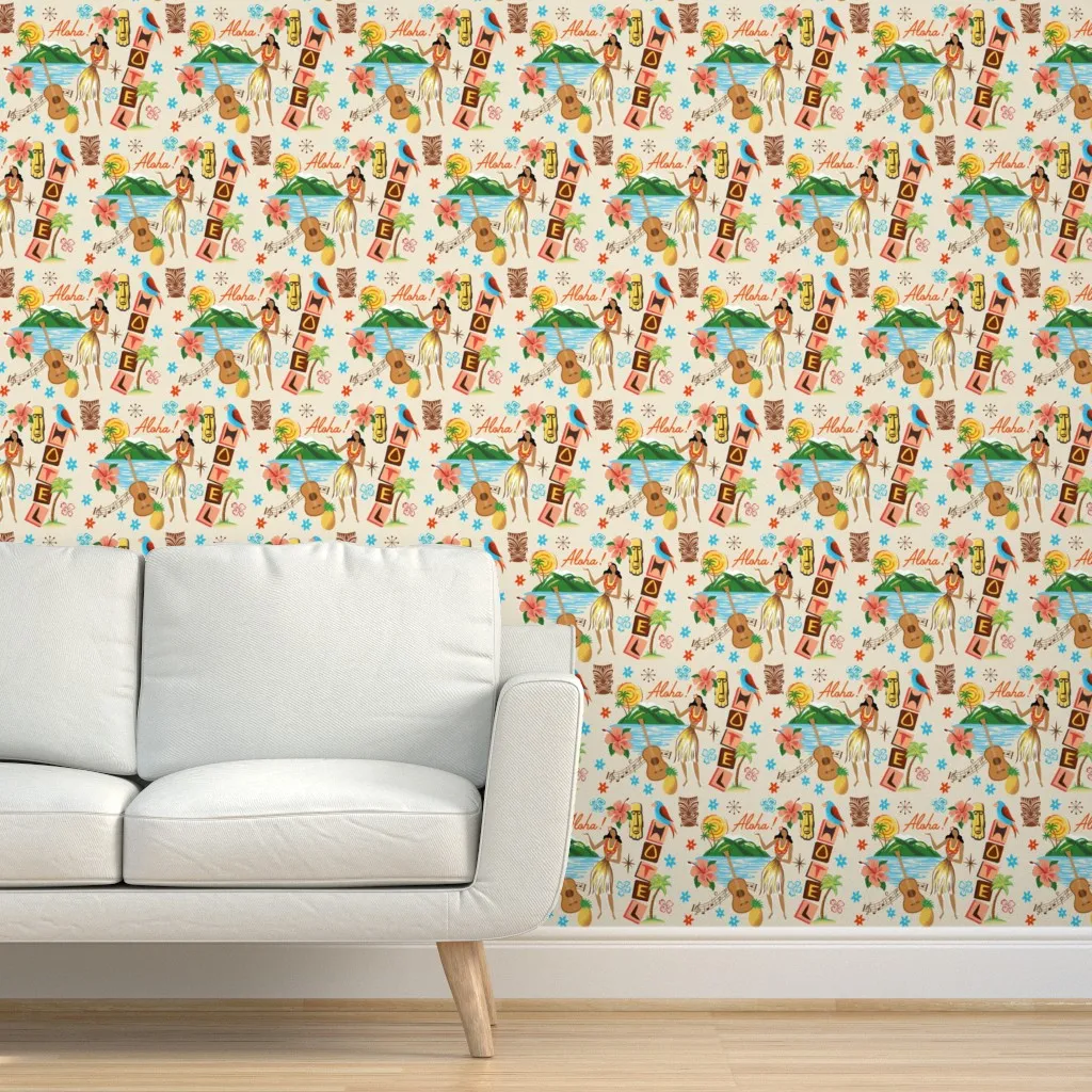 Hawaiian Holiday Peel and Stick Wallpaper - Beige, Green product