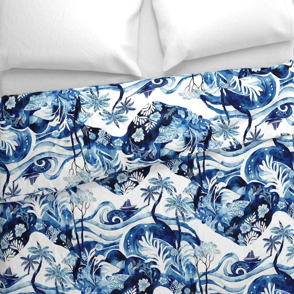 Hawaiian Islands Scenes Duvet Cover - Blue alternate view