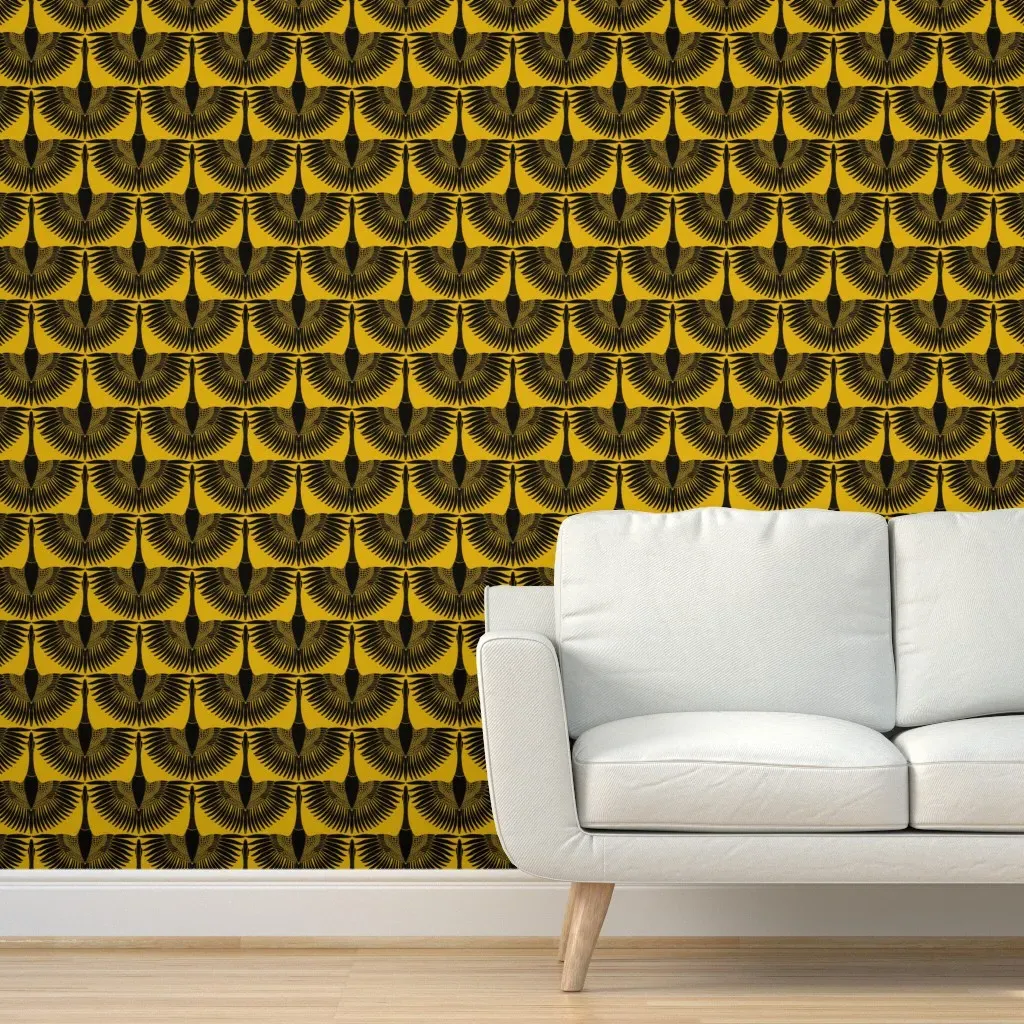 Hawaiian Nene Goose Golden Rod Peel and Stick Wallpaper - Black product