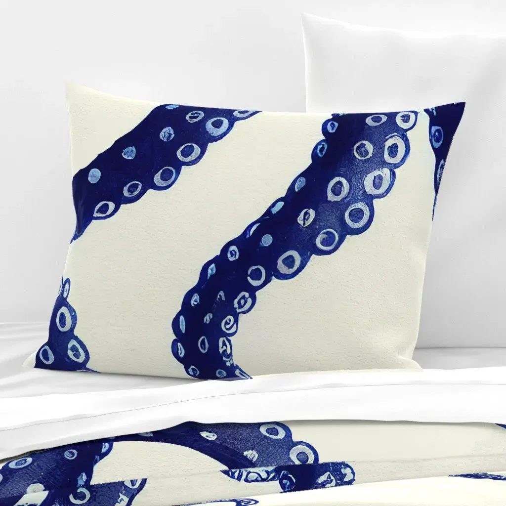 Hawaiian Octopus Toile Standard Knife Edge Pillow - Indigo, Cotton Sateen product