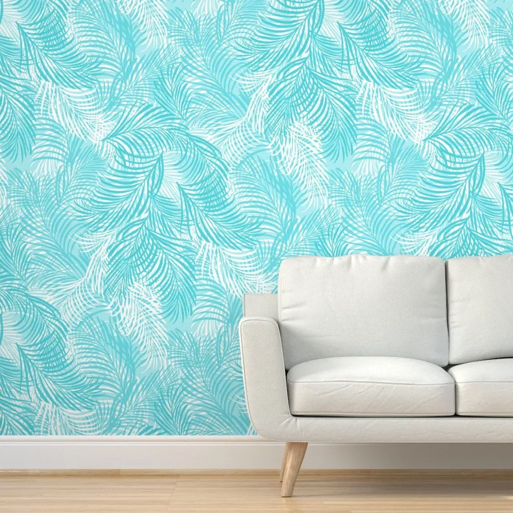 Hawaiian Palms Peel and Stick Wallpaper - Turquoise product