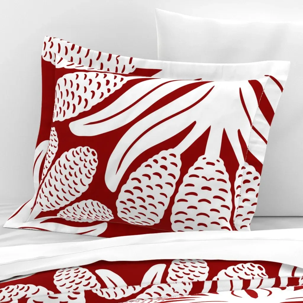 Hawaiian Quilt Awapuhi Standard Flanged Pillow Sham - White, Cotton Sateen product