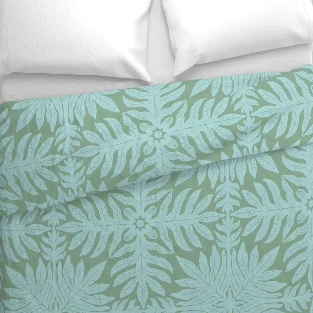 Hawaiian Quilt Lauae V2 Duvet Cover - Seafoam Green alternate view