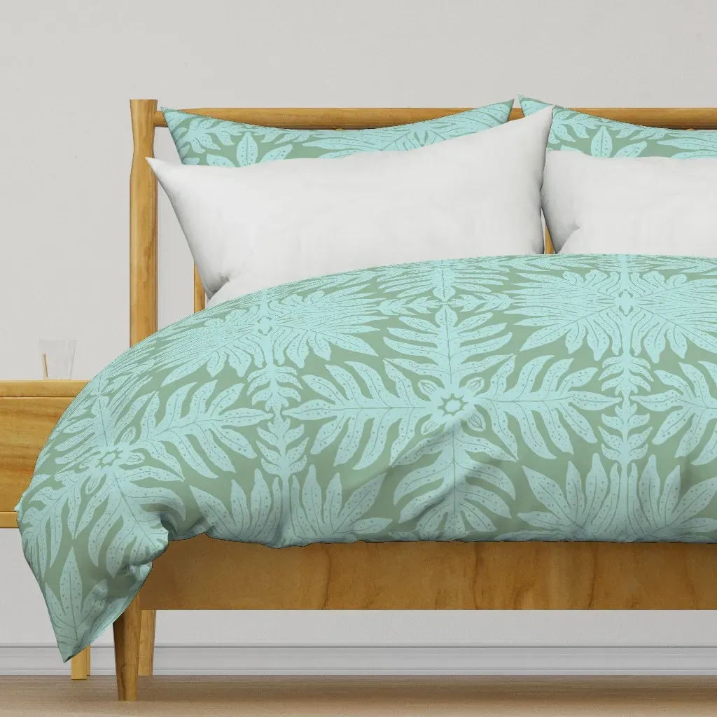 Hawaiian Quilt Lauae V2 Duvet Cover - Seafoam Green product