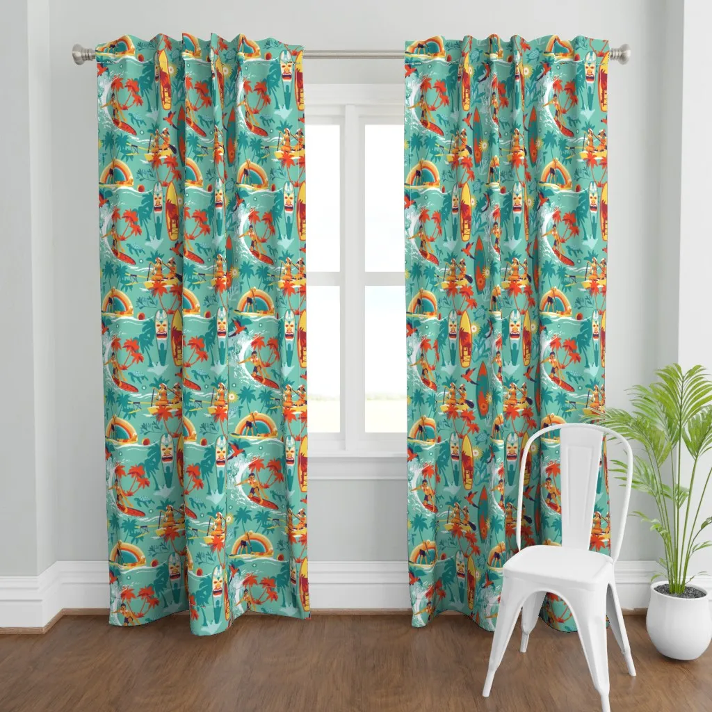 Hawaiian Resort Curtain Panel - Teal product