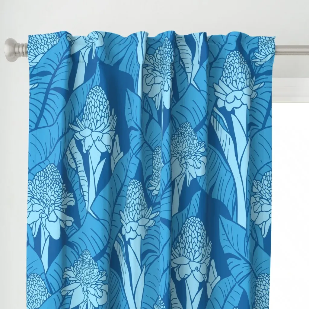 Hawaiian Torch Jumbo Curtain Panel - Light Blue alternate view
