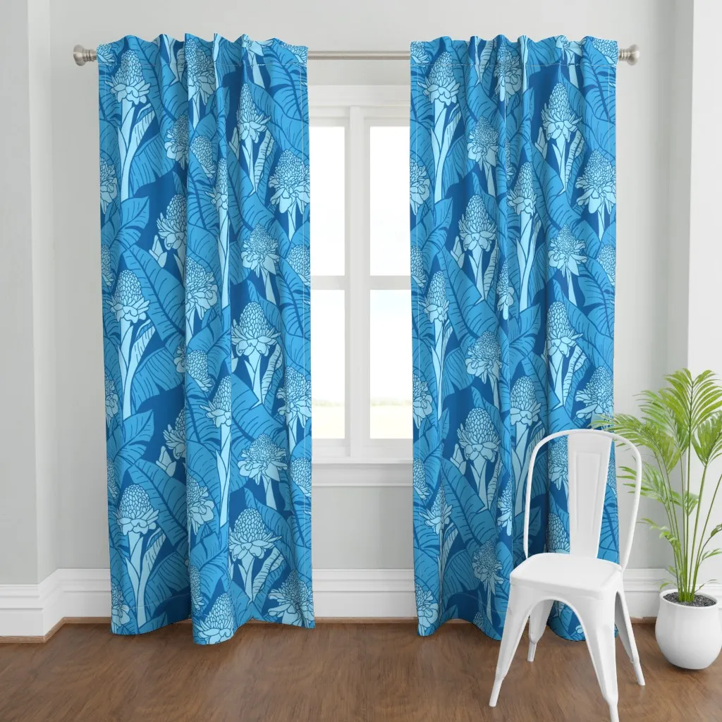 Hawaiian Torch Jumbo Curtain Panel - Light Blue product