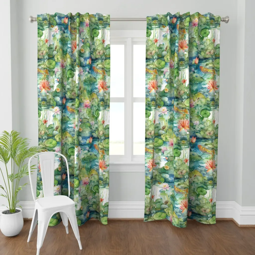 Hawaiian Water Lily Pond Curtain Panel - Green product