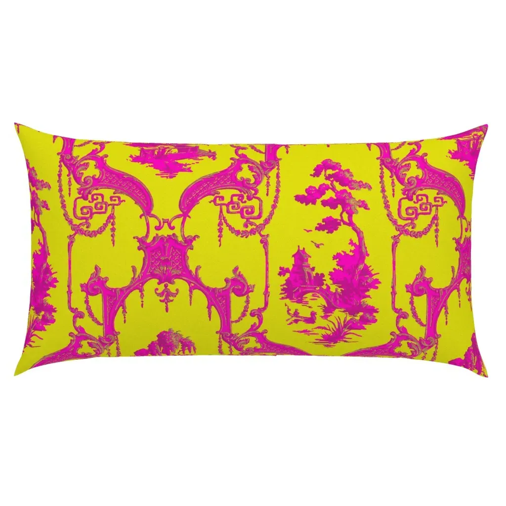 Hawes Chinoiserie Toile Faux Gilt King Pillow Sham - Bright Pink product