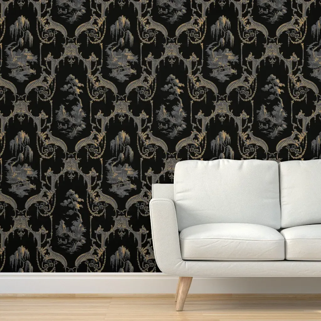 Hawes Chinoiserie Toile Peel and Stick Wallpaper - Black product